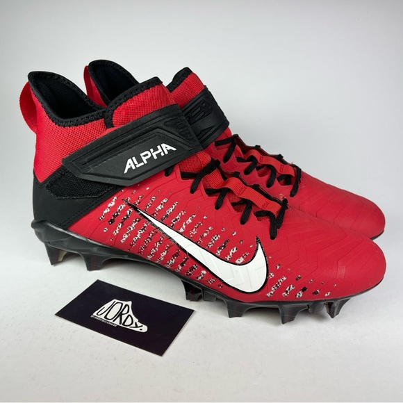 Nike Alpha Menace Pro 2 Mid University Red Black Football Cleats - Picture 2 of 10